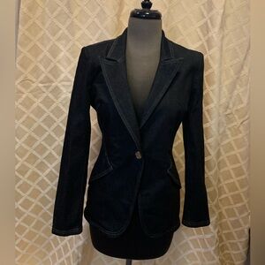 White House Black Market Blue Denim Blazer Sz 6 NWT